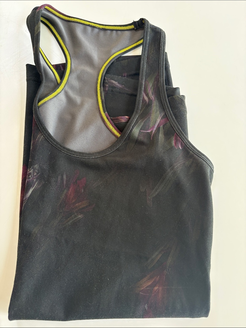 Lululemon Floral Black Racerback Active Tank with Purple Accents - Picture 8 of 12